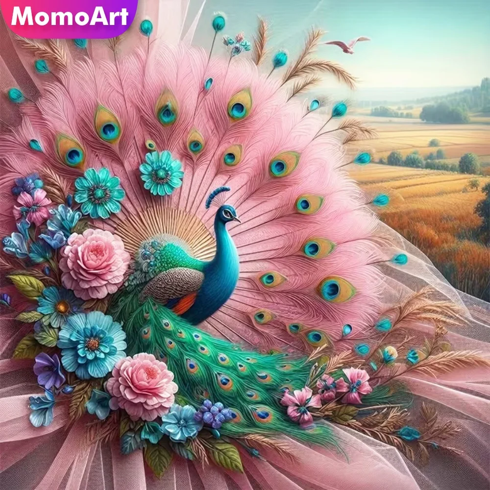 

Momoart Diamond Painting Peacock Animal Acrylic Craft Supplies Diamond Mosaic Flower DIY Cross Stitch Embroidery Handmade Gift