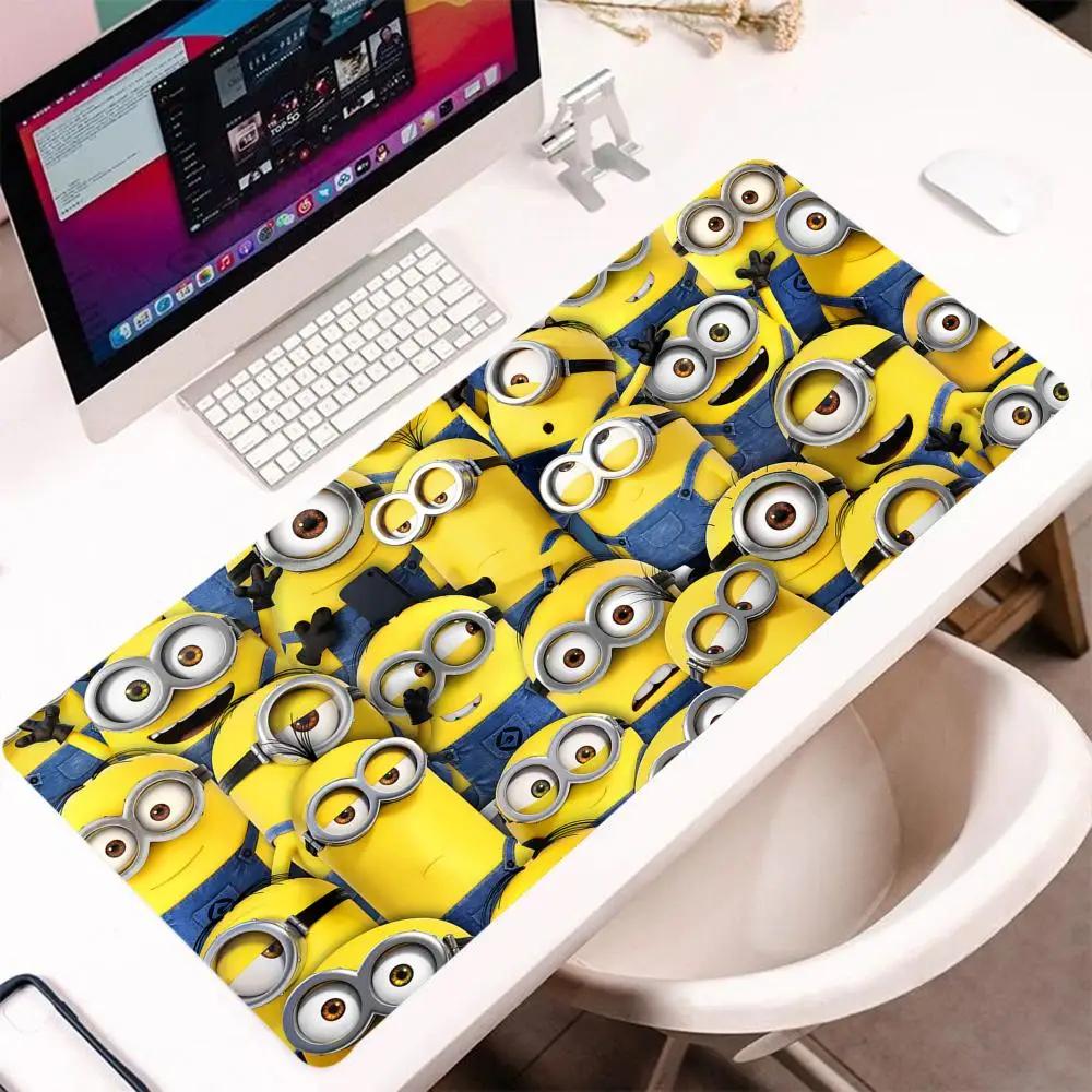 

Cartoon Cute M-Minions Mouse teclado mecânico gamer Pad XXL 800x400mm Mouse Pad Large Computer Laptop Non-slip Keyboard Desk Mat