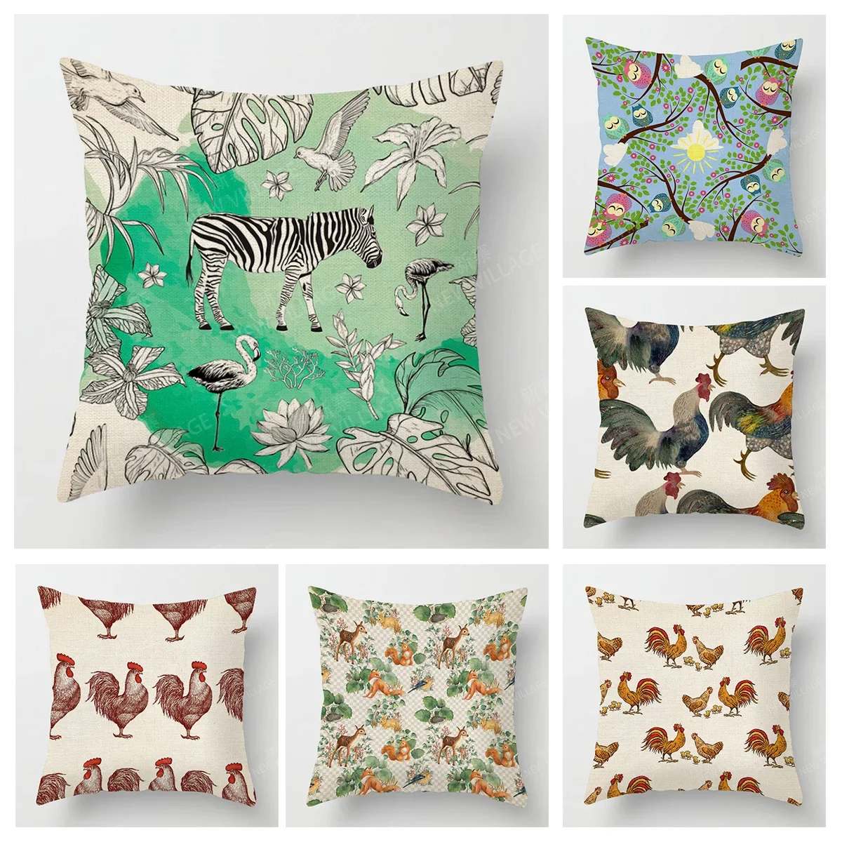 Cojín decorativo para el hogar, funda de almohada de 40x40, 40x40, 60x60, 45x45, 50x50cm, dibujos animados de animales, kawaii