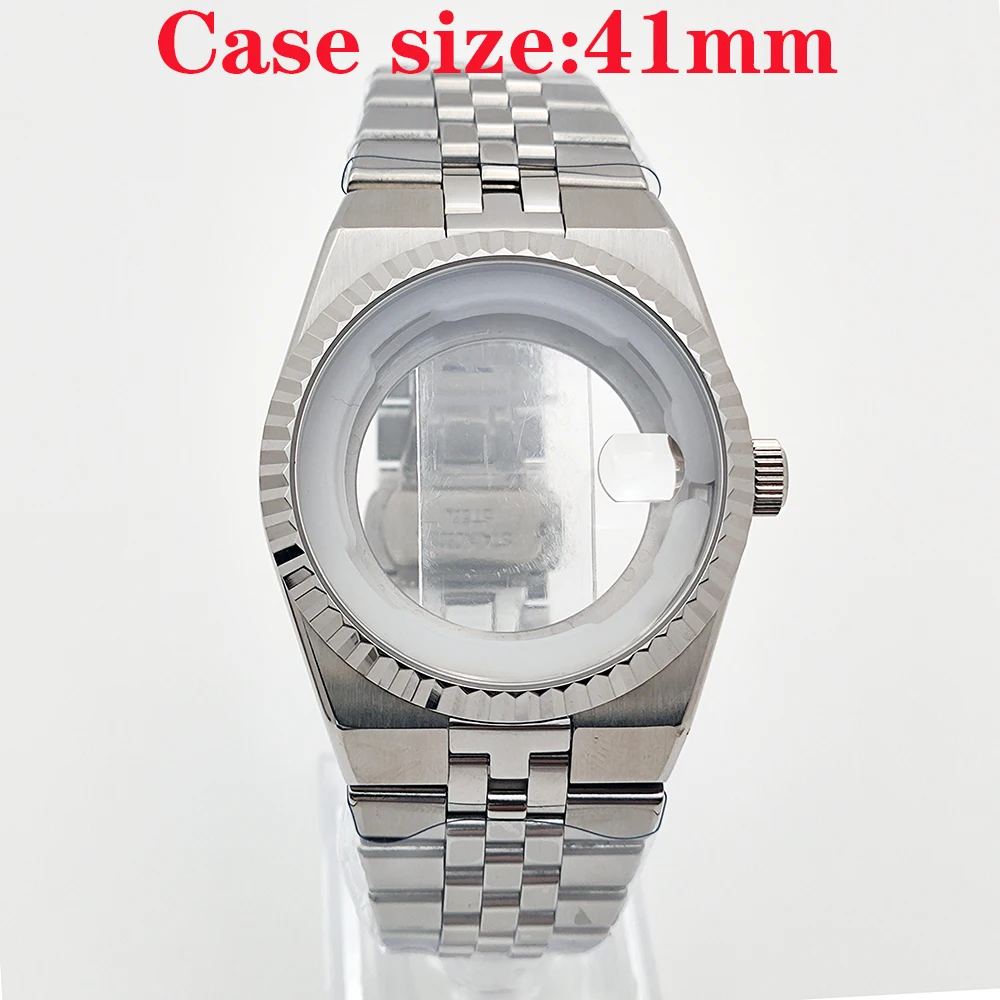 

41mm New NH35 Case Land Dwelle Style Strap Set Accessories Stainless Steel Sapphire Glass Fit NH35 NH36Movement Watch Case