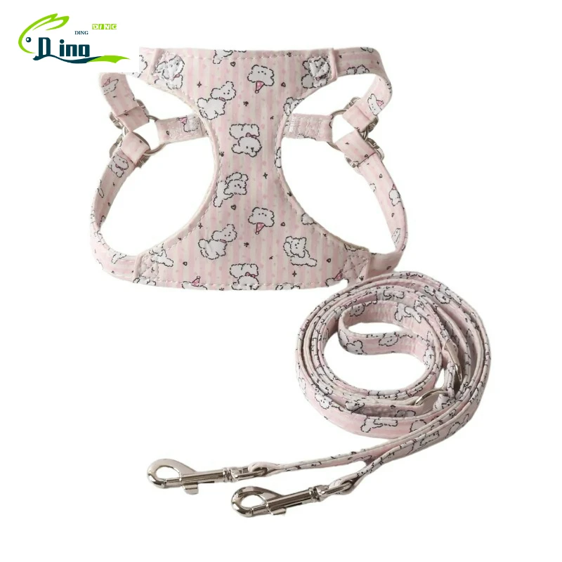 

Милый полосатый поводок для собак, набор регулируемых шлейфов для маленьких и средних собак, поводок с двойной канавкой, аксессуары для домашних животных