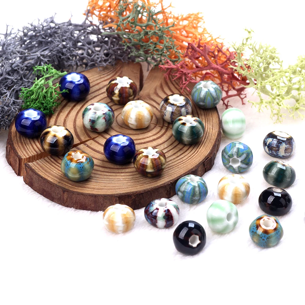 

6Pcs/Bag 10MM Ceramic Melon Shaped Scattered Beads DIY Handmade Bead Material Bracelet Necklace Jewelry Loose Bead Accessories