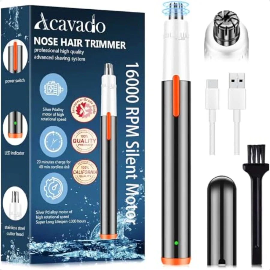 

Nose Hair Trimmer for Men Women Painl USB Rechargeable Nose Trimmer for Men Eyebrow Facial Hair Trimmer Dual Edge Blades for Sm