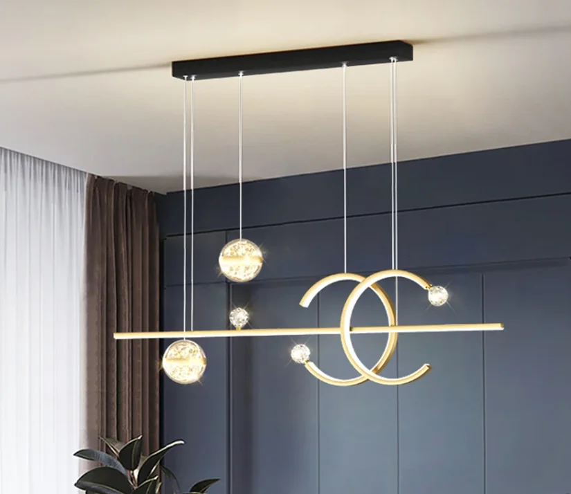 Dining Room Chandelier Modern Minimalist New Star Top Nordic Long Dining Table Lamp Gold Black Home Lighting Pendant Lights