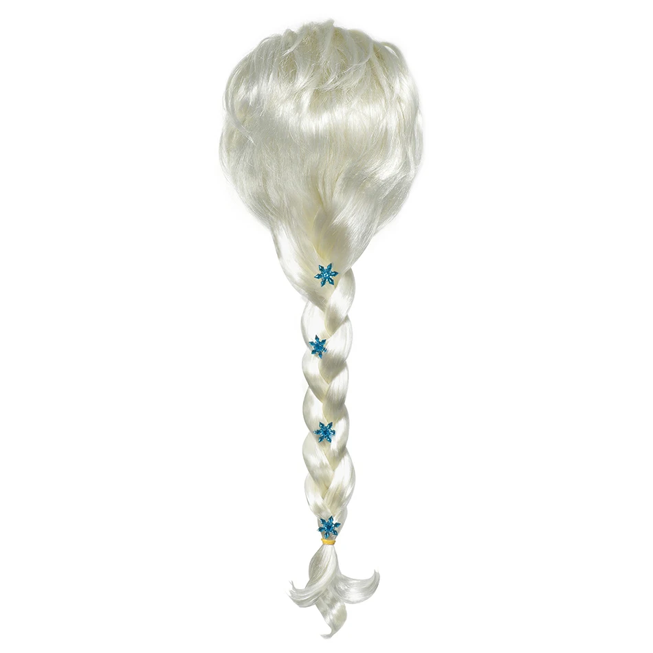 Disney Girl Princess Accessories Frozen 2 Elsa Wig Magic Wand Necklace Gloves Earring Handwear Suit Queen Children Cosplay Props