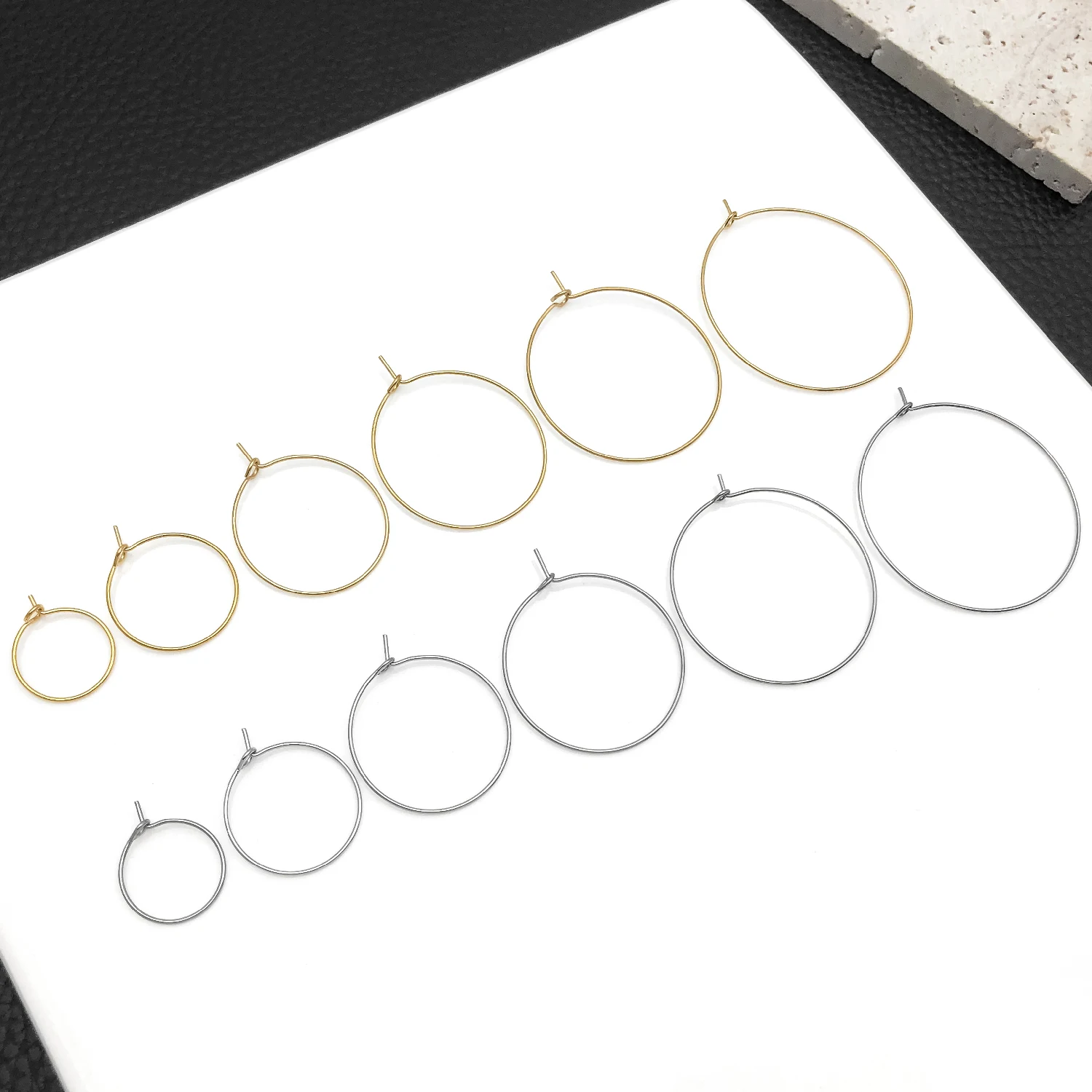 10/20pcs Stainless Steel Earrings Findings Thin Plain Open Wire Hoop Earring Blanks 15-40mm For Handmade Jewelry Making Supplies