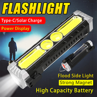 Rechargeable COB LED Work Light, Magnetic Folding Flashlight for Car Repair Workshop Emergency Inspection Portable Task Lighting