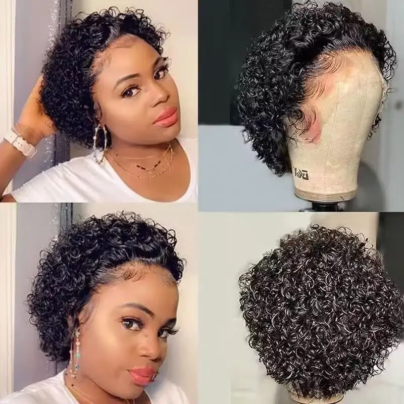 Kurze Pixie Cut Perücke schwarze Spitze frontales menschliches Haar tiefe lockige Bob Perücken für schwarze Frauen t Teil Spitze Perücke 100% remy menschliches Haar