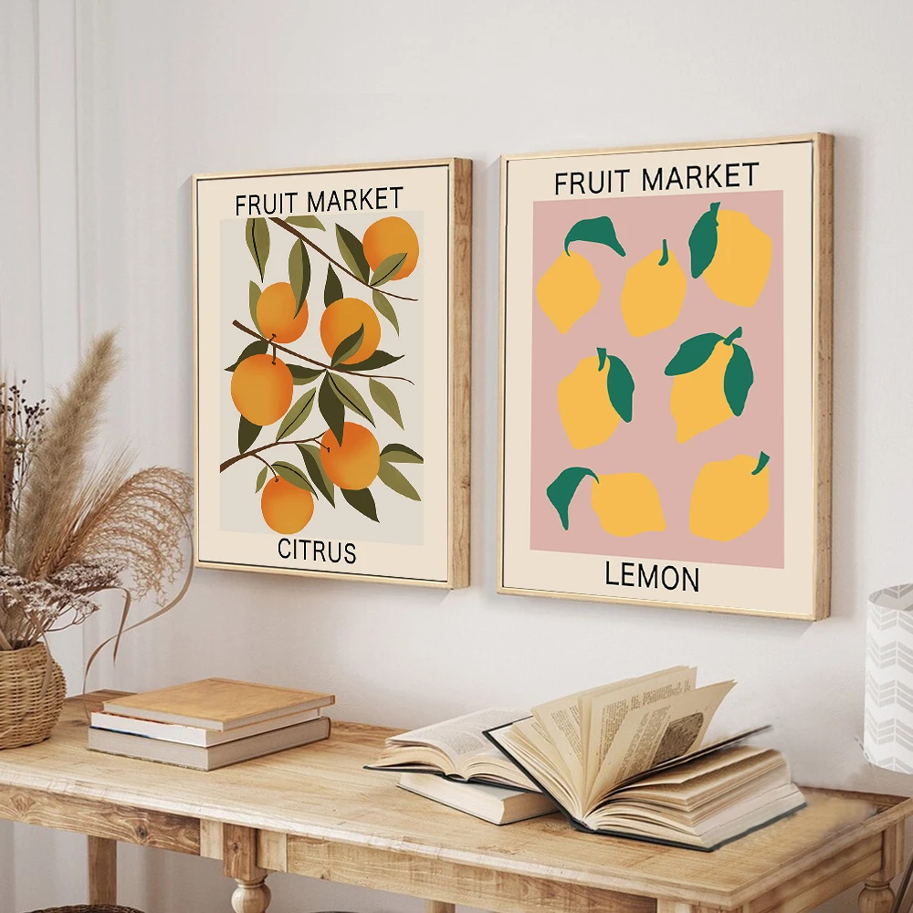 Fruit Market Cherry Art Poster Mango Lemon Grapefruit Pictures Kitchen Wall Art Prints Canvas Paintings for Home Living Room