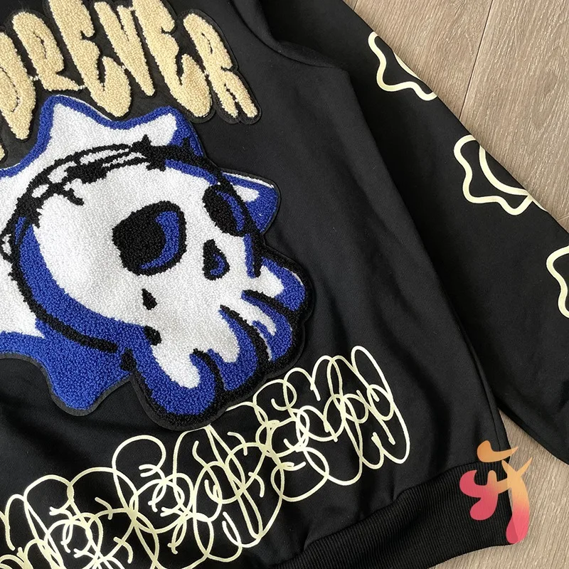 Winter Hiphop Street Glo Gang The Glory Jackets Towel Embroidered Skull Joker Zippered Hoodie Men Women Black Sweatshirts