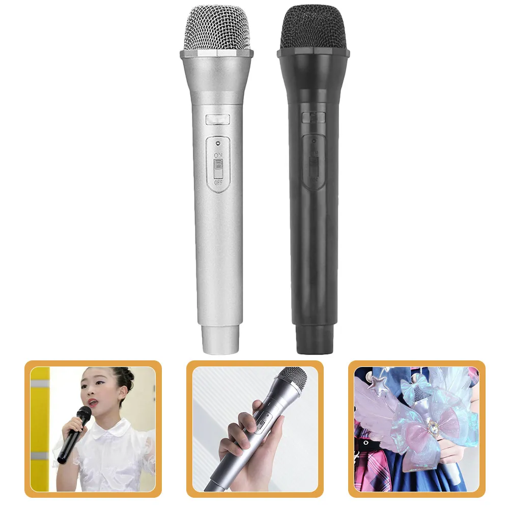 

2Pcs Smooth Hard Plastic Fake Microphone Prop Kids Confidence Building Stage Performance Party Playtime Creative Realistic