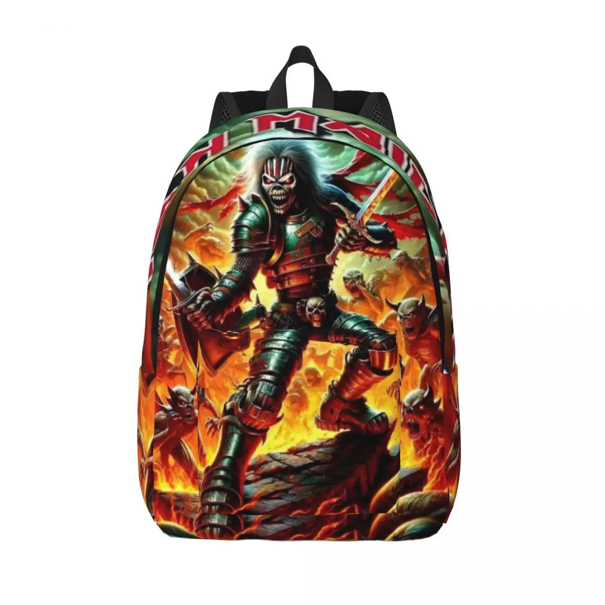 I-Iron Maidensing Printed Lightweight Casual Schoolbag For School, Outdoor, Shopping, Office 15.7in 17.7in