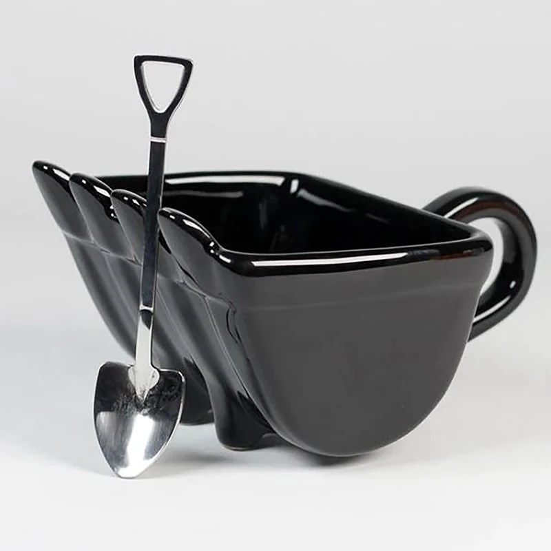 1Pc Creative 3D Excavator Bucket Model Cafe Coffee Mug With Spade Shovel Spoon Funny Digger Ashtray Cake Container Tea Cup