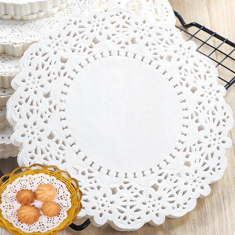 100Pc Round Mat Pape Cupcake Pad for Fried Food Dessert Cookies Party Wedding Table Decor Biscuit Cake Pad Oil Absorbing Paper