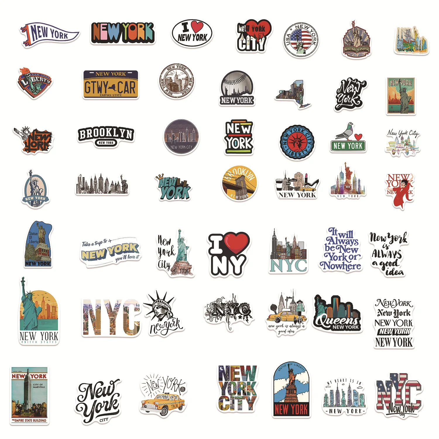 10/50pcs Cute New York City Graffiti Stickers Landmark Building Decals DIY Scrapbook Phone Travel Luggage Skateboard Car Sticker