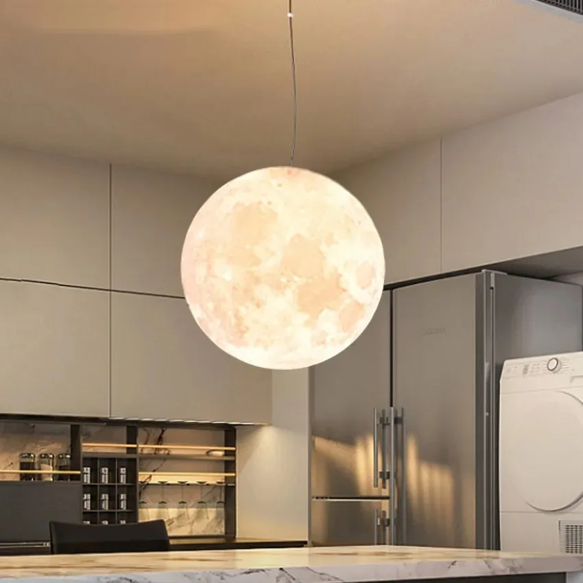 SANDYHA Full Moon Chandelier Pendant Light LED Lamp for Living Dining Room Bedroom Bar Table Lights Hanging Lighting Fixture