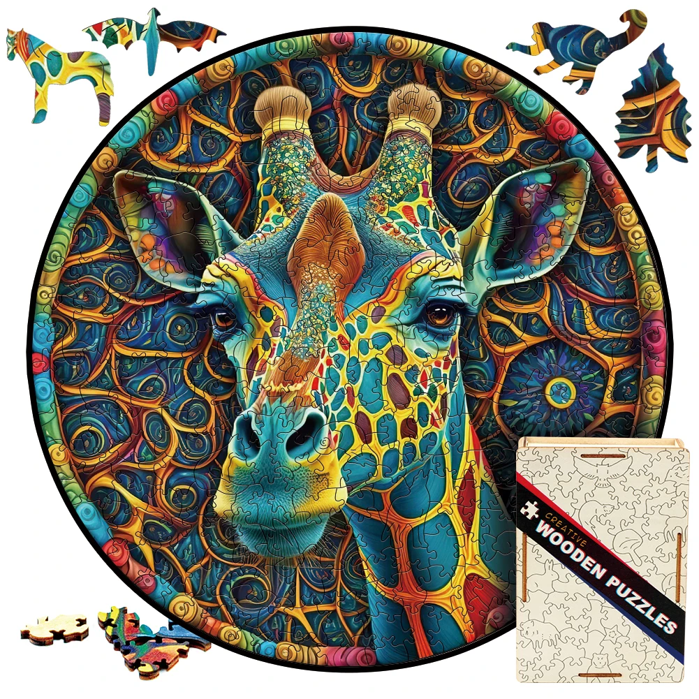 Mandala Giraffe Wooden Jigsaw Puzzle Game para adultos, Animal Wood Puzzle, brinquedo educativo, jogos de pensamento para crianças, ofertas