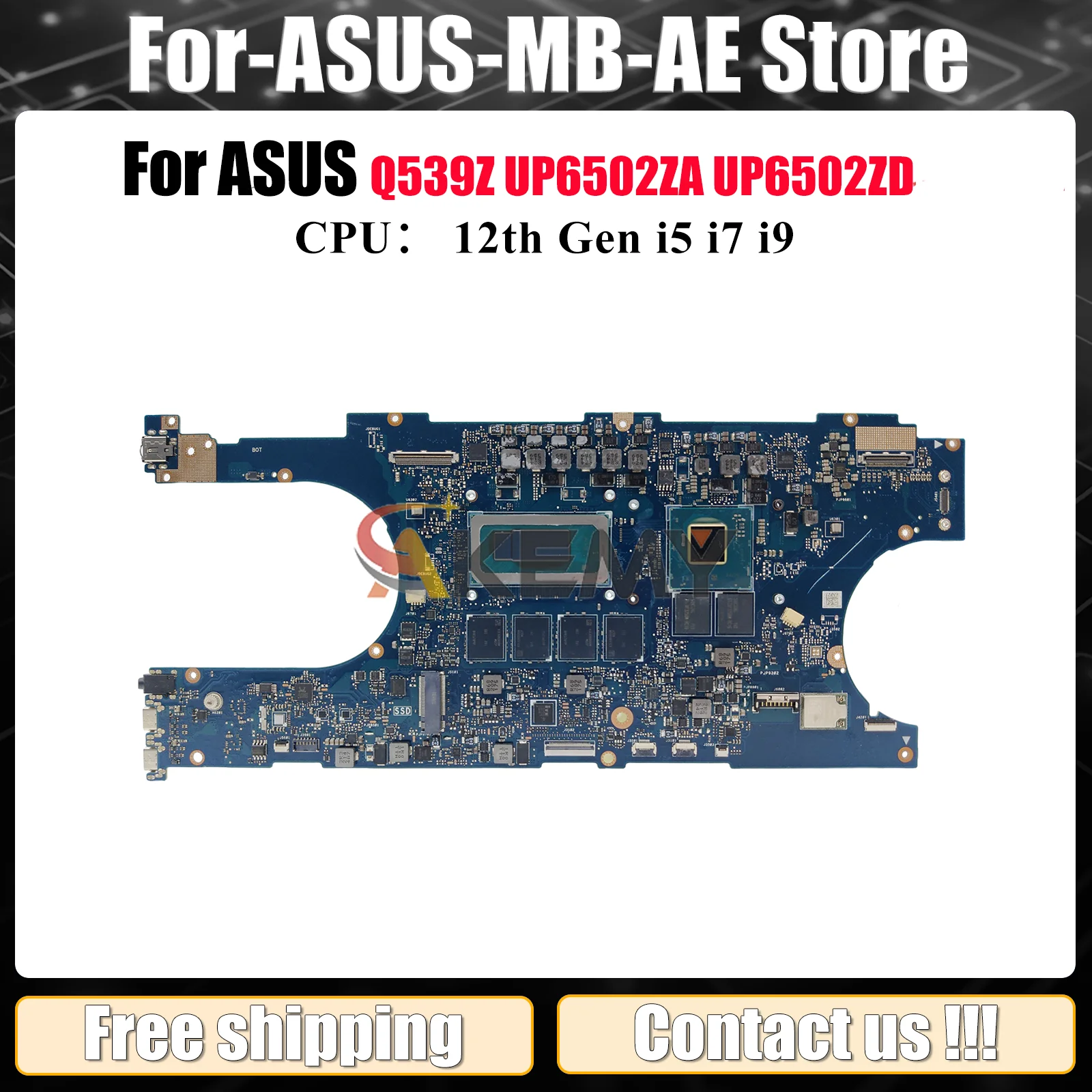 

UP6502ZD Laptop Motherboard For ASUS ZenBook Duo Q539Z UP6502Z UP6502ZA UP6502ZD Mainboard With 12th Gen i5 i7 i9 100% tests OK
