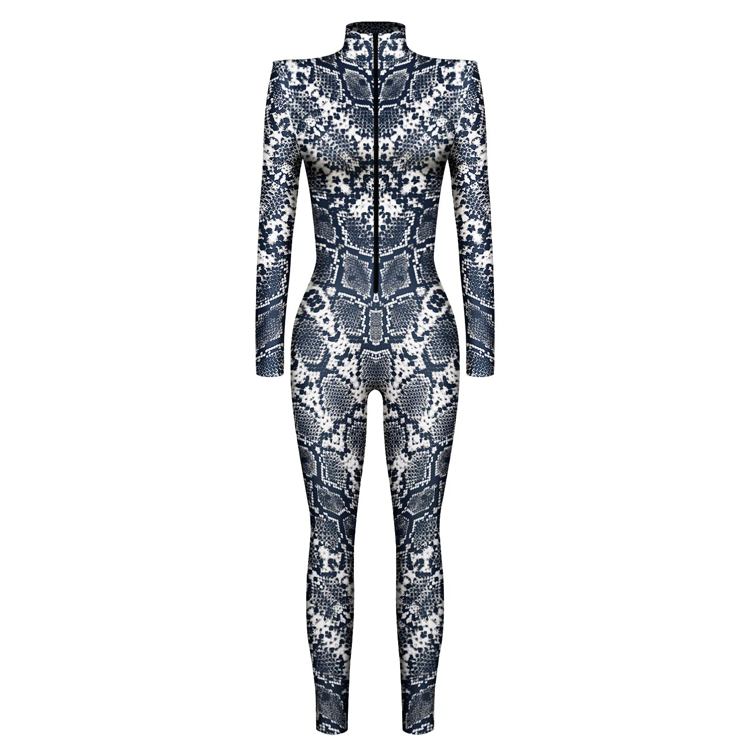 Herren Damen Punk Future Roboter Drache Schlange Totenkopf 3D-Druck Bodysuit Erwachsenen-Halloween-Kostüm Party Rollenspiel Schlanker Jumpsuit – Detail 15