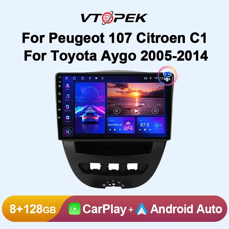 

Vtopek 2 Din Android 12 Car Radio For Peugeot 107 Toyota Aygo Citroen C1 2005 - 2014 Multimedia Player Carplay Auto Stereo DVD