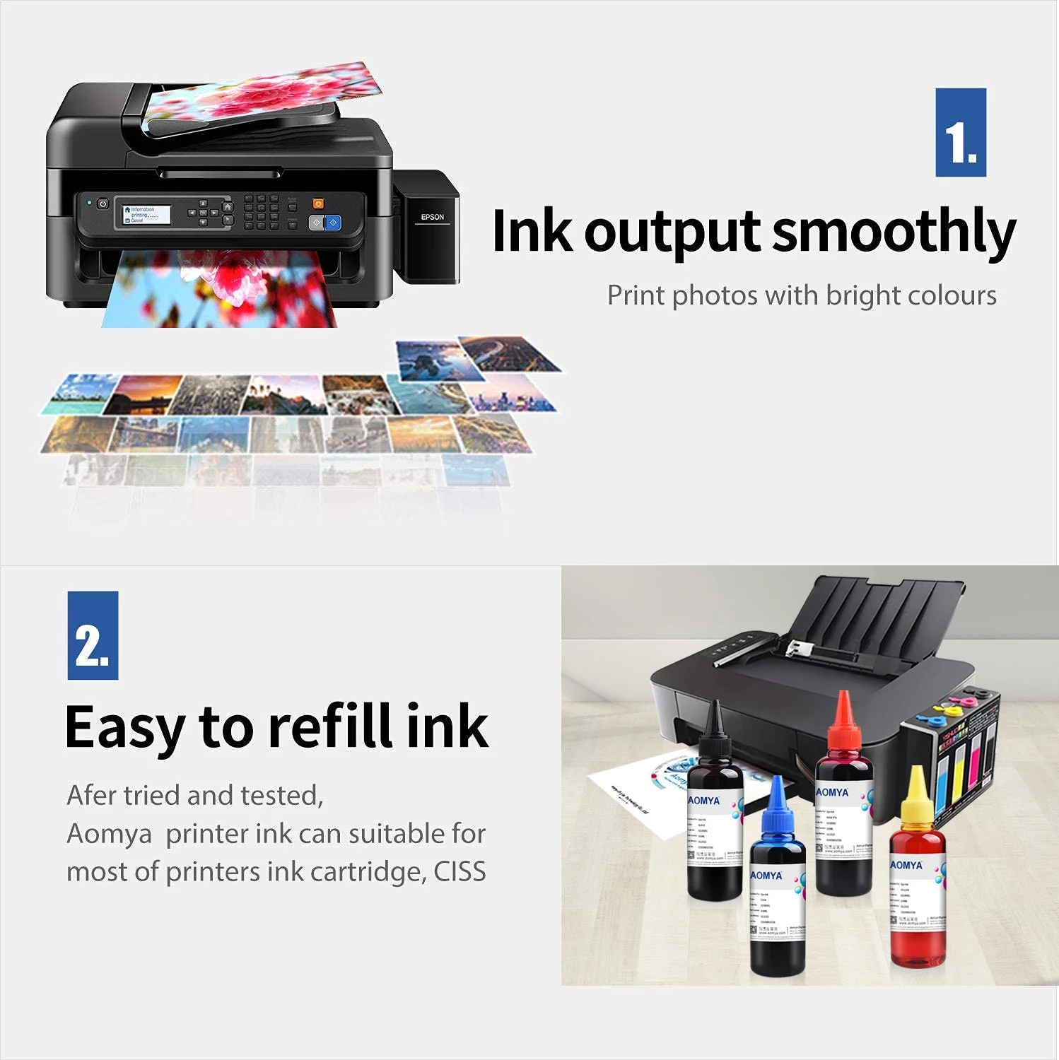 Printer Refill Ink for HP 363 177 02 801 Refill Cartridge and CISS Ink for HP 3110 3210 3310 8230 C5180 C6180 C6280 C7160 C7180