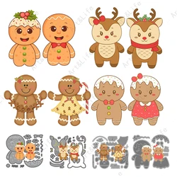 2 w 1 Metal wykrojniki Gingerbread Man Christmas Deer szablony do robienia Scrapbooking, rzemiosło tłoczenie foremki do wycinania forma do wycinania