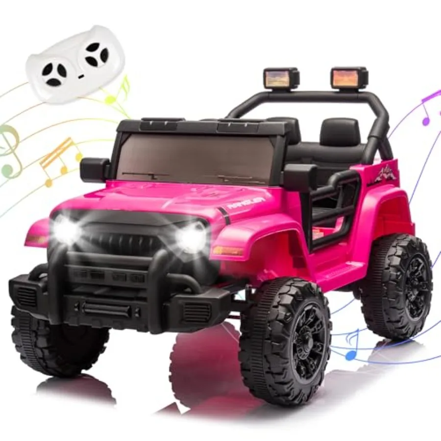 12V電動乗用玩具「トラックカー」、親御さん用コントロール付き、幼児向け、音楽・Bluetooth搭載、四輪サスペンション付き