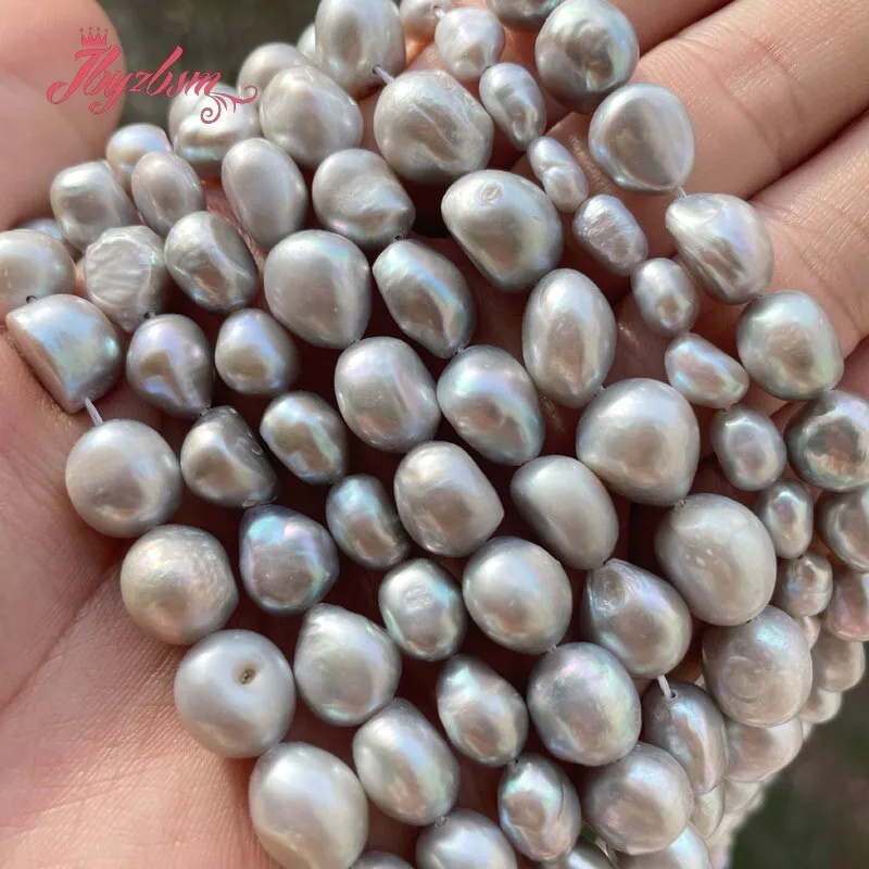 Natural Potato Beads High Quality Punch Gray Freshwater Pearl Beads for DIY Elegant Necklace Bracelet Earring Jewelry Making 15\