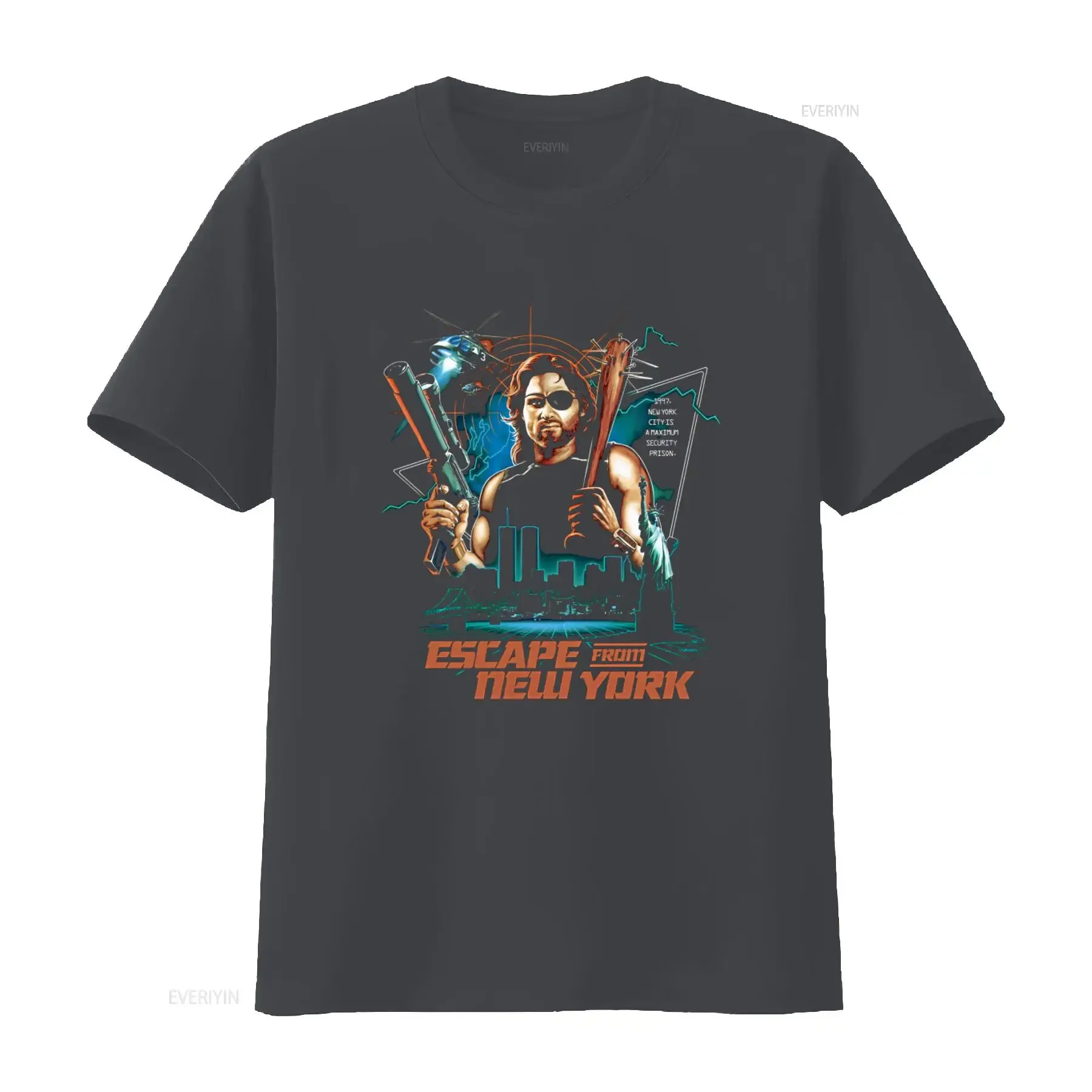 Escape From New York Snake Pliskin T Shirt Retro Movie Design High Quality Print Perfect for Fans vintage Washed graphic - view 3