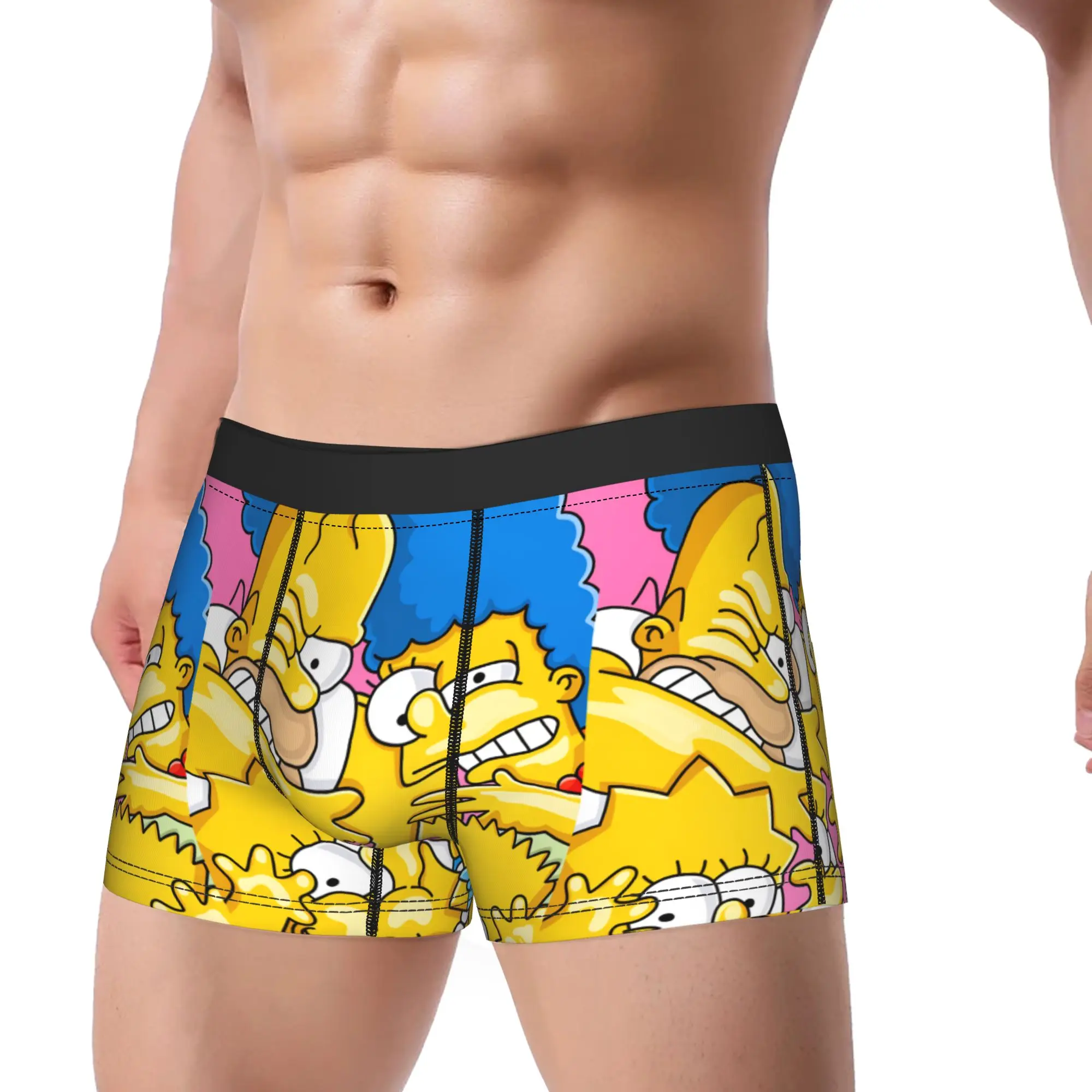 Fun S-Simpsons Family Portrait Underwear  Comfortable Panties Printing Boxer Brief For Male Pouch Oversize Boxer Shorts