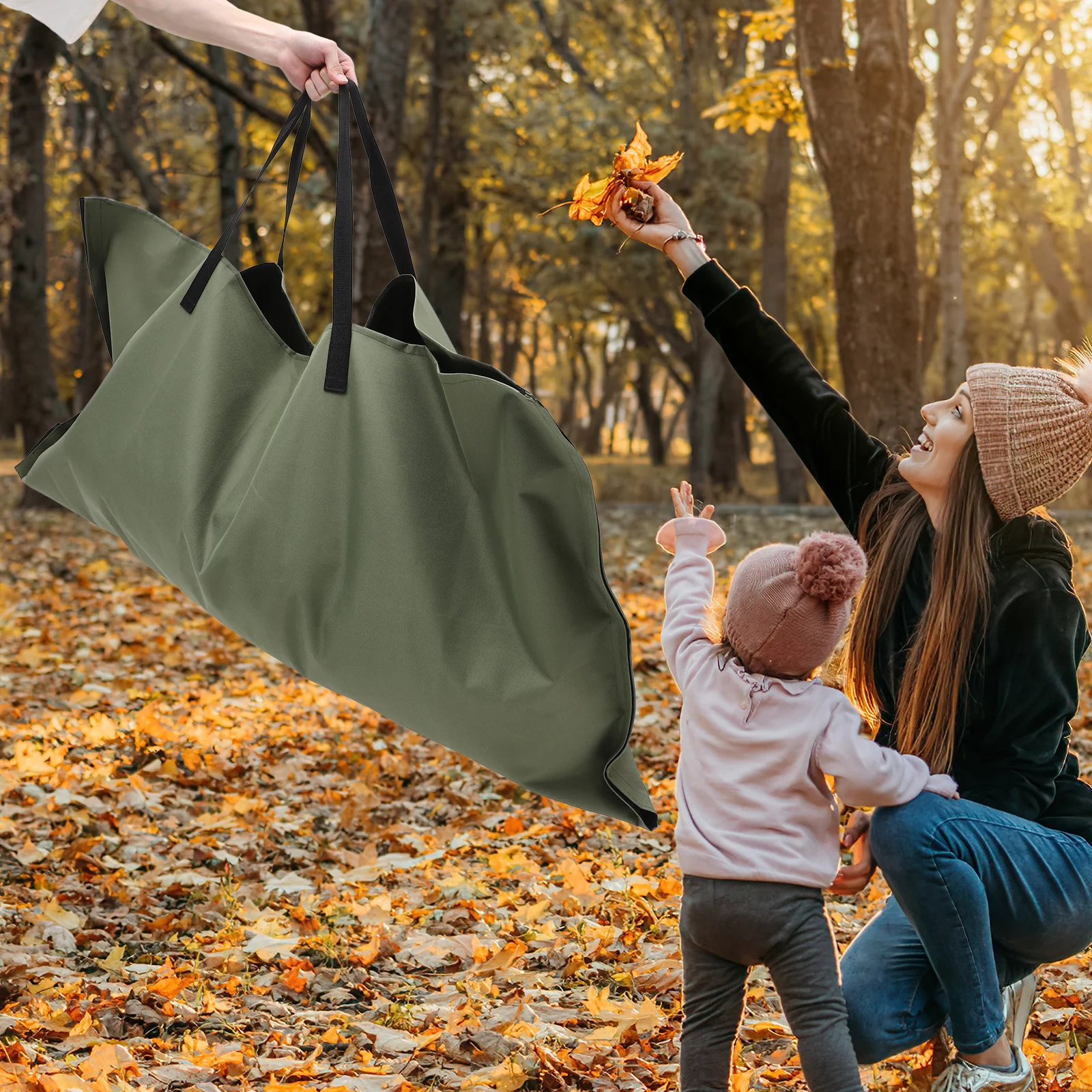 Contenedor de residuos de jardín de tela Oxford impermeable, bolsa de hojas de gran capacidad para uso en interiores y exteriores, soporte de almacenamiento duradero para hojas