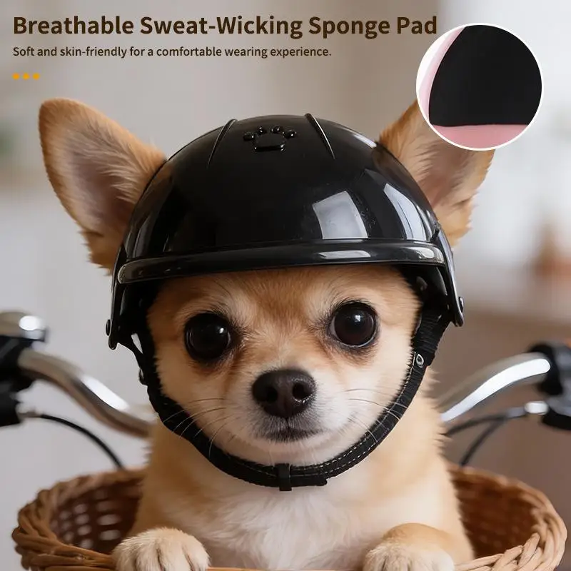 ㈃Stylish Pink Black Pet Helmet Dog Cat Motorcycle Safety Helmet Pet Dog Motorcycle Sports Outdoor Pet Accessories Headwear - view 2