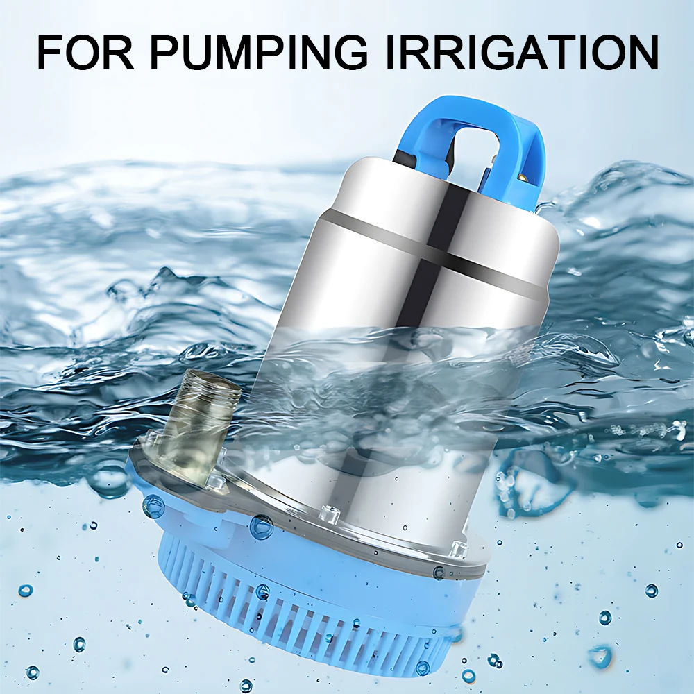 Portable  12V 24V DC Solar Submersible Pump High Lift Large Flow Water Pump for Irrigation Well Garden Car Cleaning Water Supply