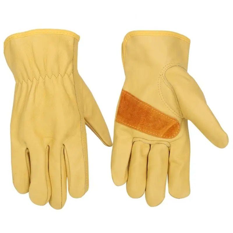 

B24B Gardening Gloves, Cowhide Work Gloves For Driver, DIY, Construction- For Men Leather Work Gloves