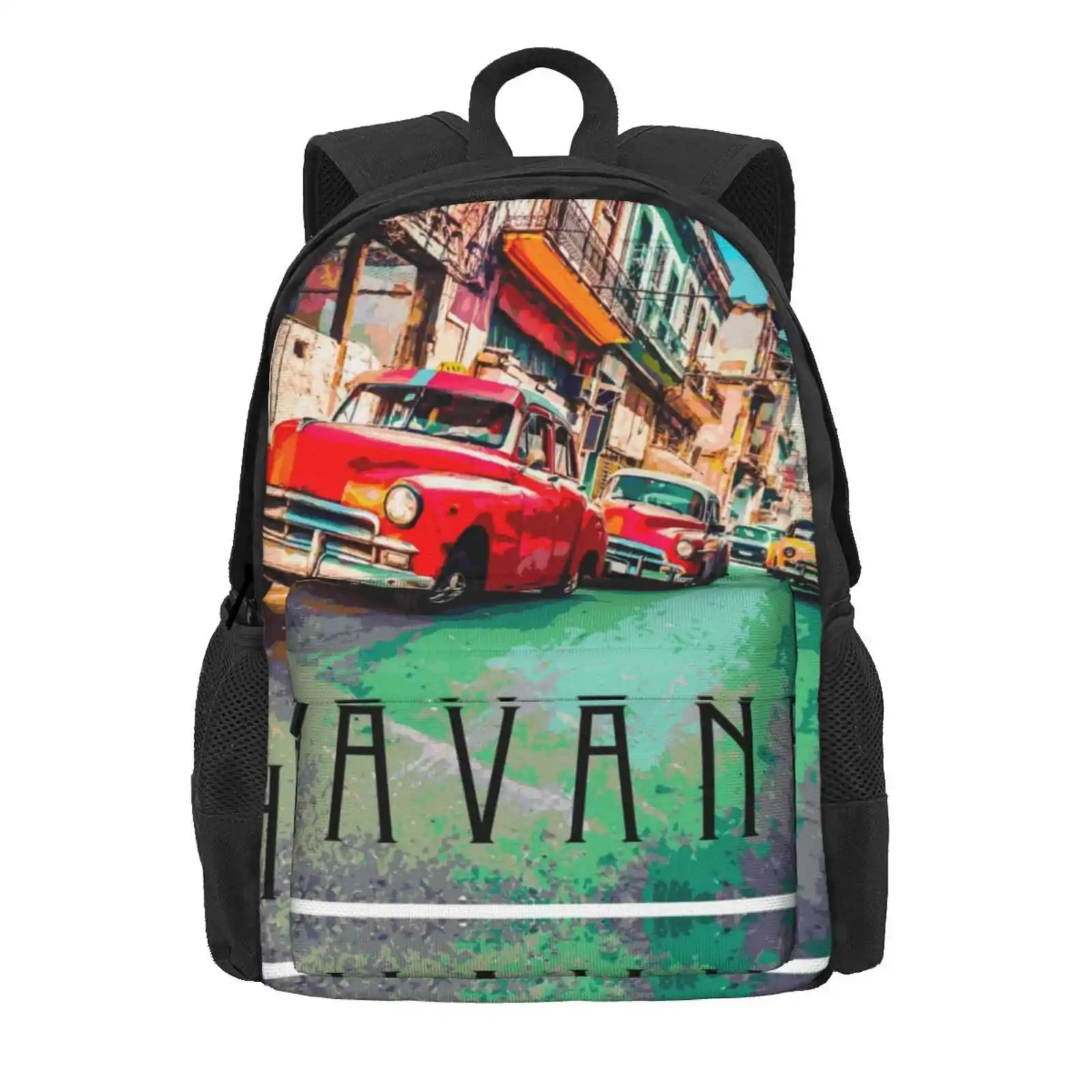 Havana Hot Sale Schoolbag Backpack Fashion Bags Vintage Habana Cuban Retro Rum Travel City Music Spanish Spirits Beverages