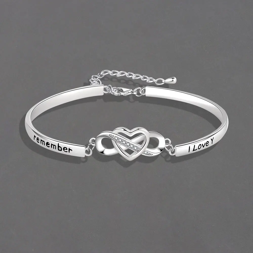 

2025 Bracelet with diamond heart cross 8 characters lettering bracelet women's fashion bracelet fashion couple gifts