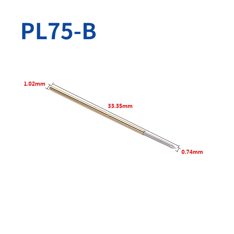 

100PCS/Package PL75-B Tip Spring Test Probe Outer Diameter 1.02mm Length 33.35mm PCB Pogo Pin