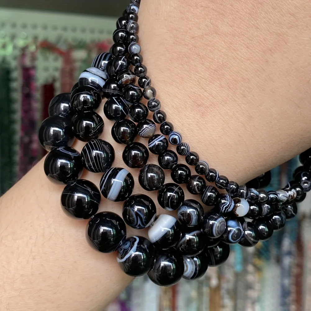 Natural Dreamy Stripe Agate Stone Beads Round Loose Beads for Jewelry Making DIY Bracelet Necklace Handmade Accessories 4-12mm