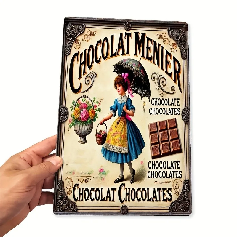 Letreros metálicos vintage de Chocolat Menier, decoración del hogar, arte de pared, 8x12