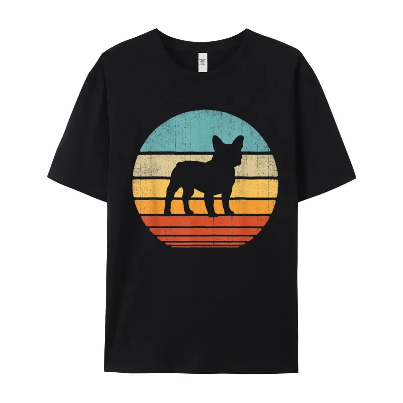 French Bulldog Vintage Silhouette 60s Normal Tshirts for Men All Cotton NEW YEAR DAY Tops & Tees Tops Shirt Latest Round Collar