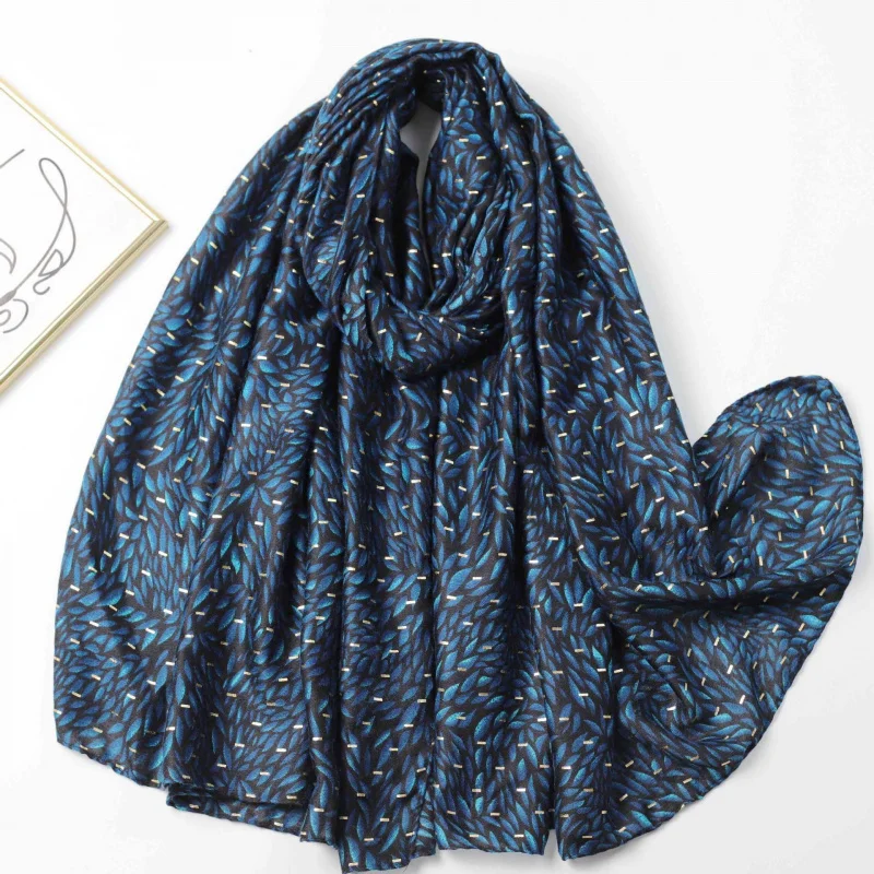 

Золотой штампованный маленький лист ивы, заводская распродажа, шарф с принтом, осень-зима, универсальный теплый шарф унисекс