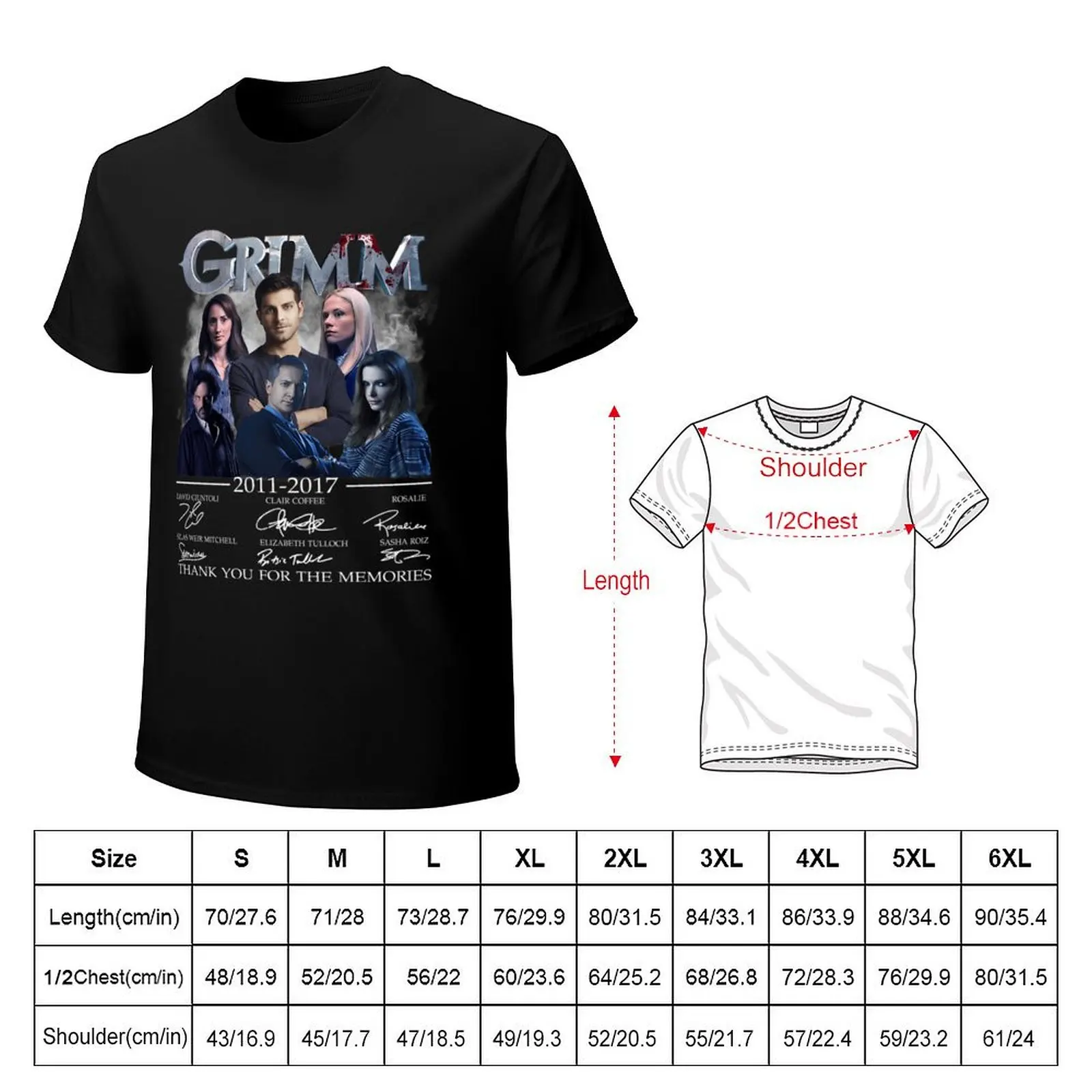 Grimm Movie 2011-2017 Cast Full Signed David Giuntoli Bitsie Tulloch Mens Womens black T-Shirt new edition blanks mens t shirt