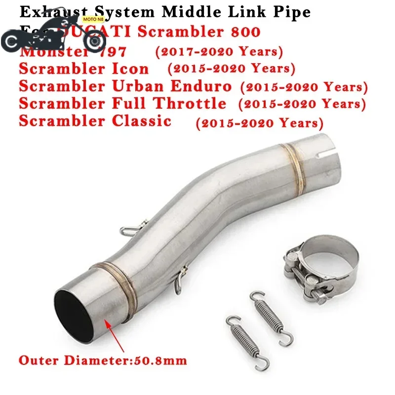 

MOTO N8 Slip On For Ducati Scrambler 800 Monster 797 2015 - 2020 Motorcycle Exhaust System Modified Muffler Connection Tube 51mm