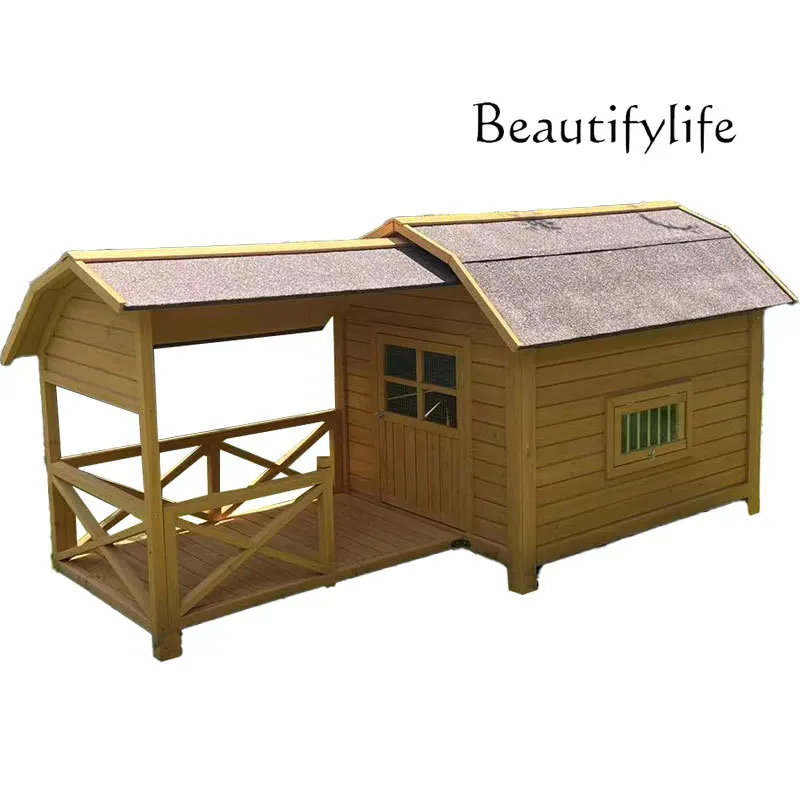 

Outdoor Air Conditioner Wooden Villa Dog House Cat Nest Rainproof Outdoor Medium to Large Dogs Pet Cage