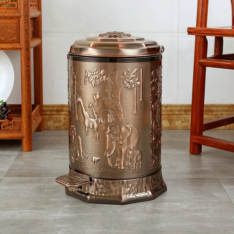 

Household garbage bin, European style living room,retro,light luxury, American style kitchen, bathroom, stainless steel with lid