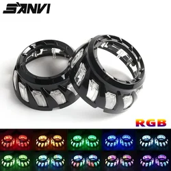SANVI 3'' RGB LED Angel Eyes Shourds Revolving Dynamic APP Control Sequential Flowing Bezes for 3 Inch Projector Lenes DIY