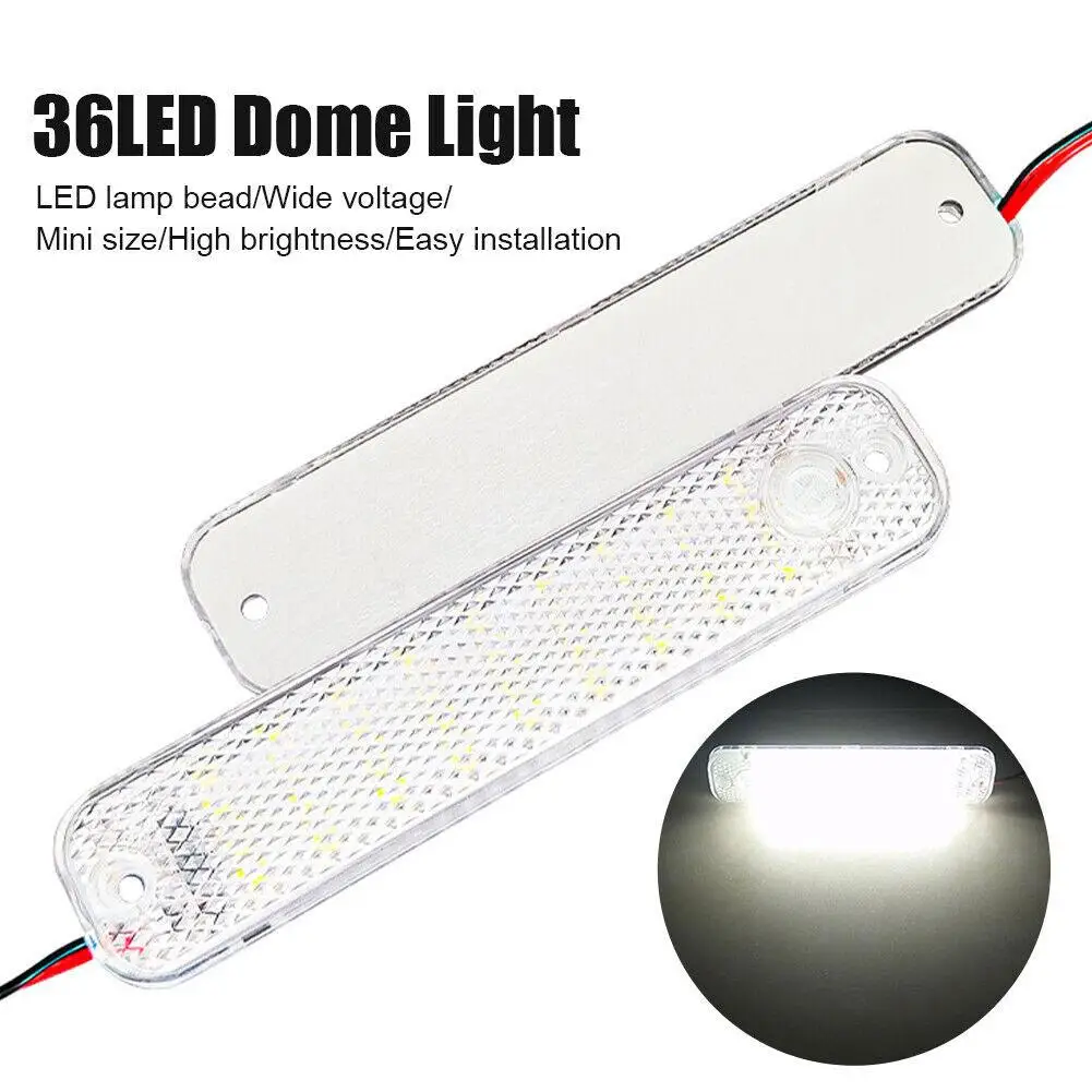 차량용 LED 돔 라이트, RV 모터홈 마린용 야간 독서 천장 조명, 스위치 포함, 36LED, 12V-85V 트럭 인테리어 조명