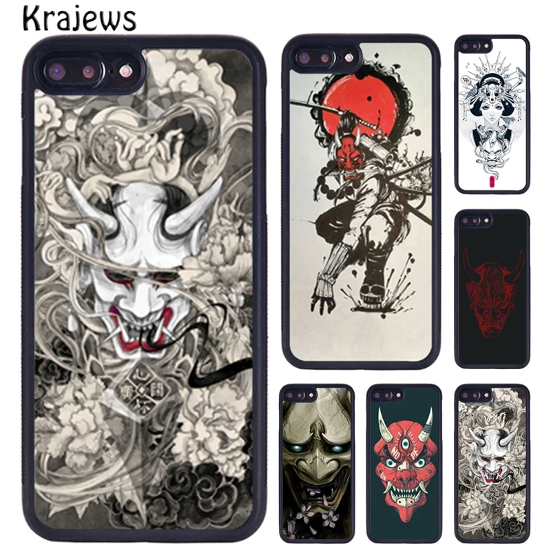 Krajews Oni Hannya Mask Phone Case For iPhone 16 15 14 X XR XS 11 12 mini 13 Pro MAX Plus cover shell coque