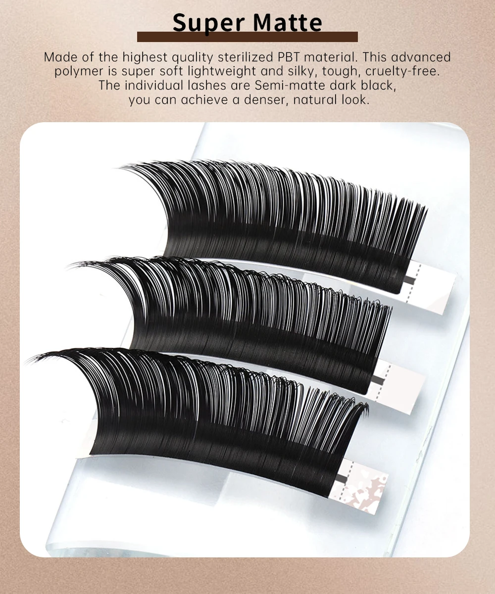 Yelix 12-reihige Volumen-Wimpernverlängerungen mit Klebstoff, knickfrei, professioneller Salon- & Großhandelslieferant für Wimpern, Multi-Curl-Tray – Detail 7