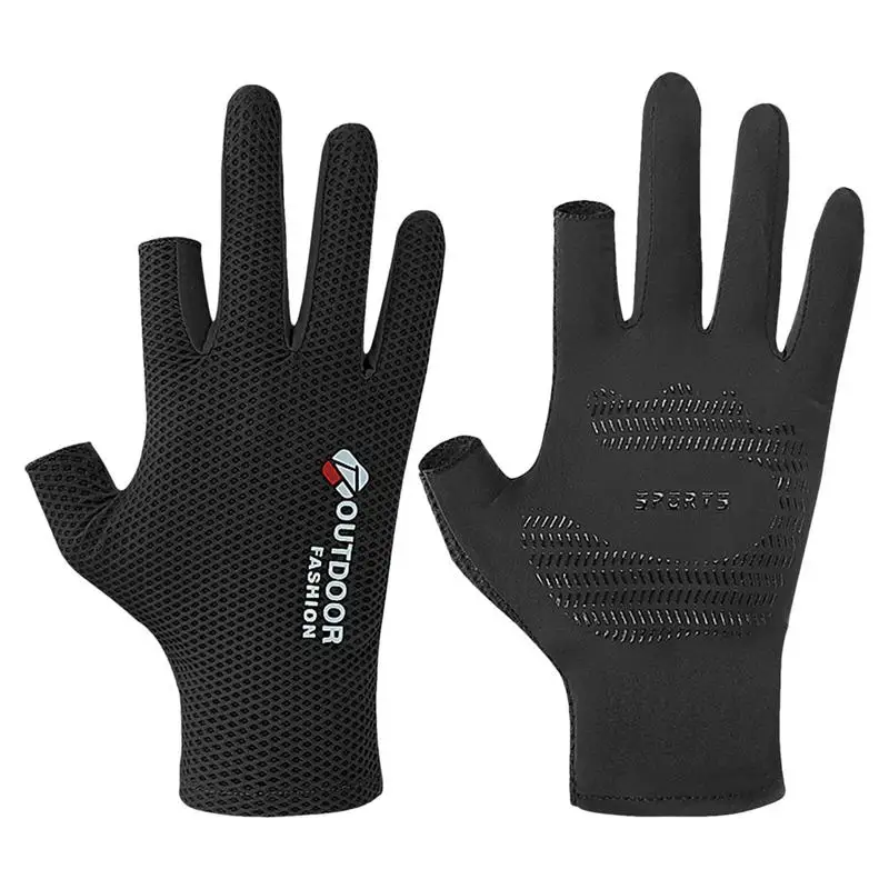 UV Protection Fishing Gloves Touchscreen Fishing Gloves Two-Finger Cut Sun Protection Gloves Cycling Gloves Mittens Fishing